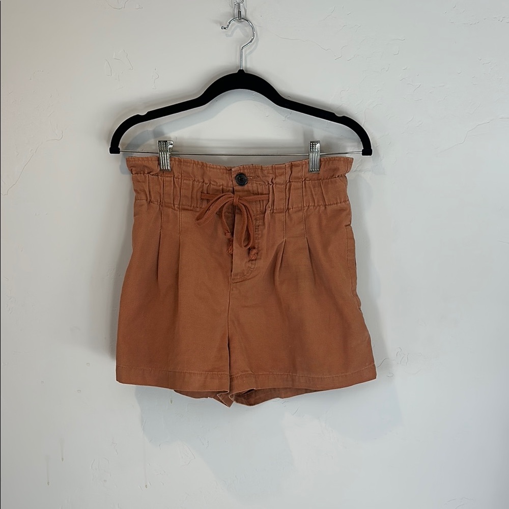 Tan High Waist Relaxed Fit Shorts